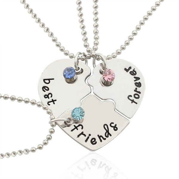 Fashionable 3 Piece Set Heart BFF Necklace - WhatsGifts