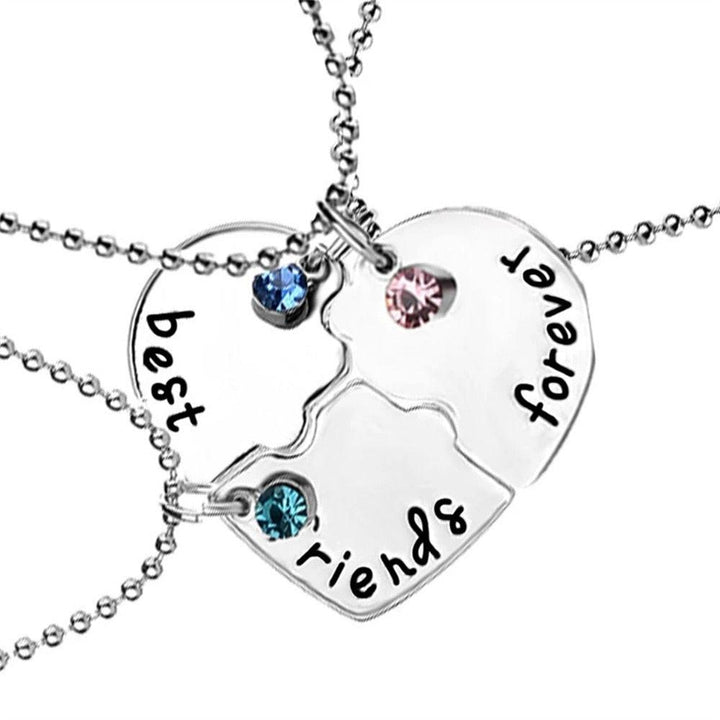 Fashionable 3 Piece Set Heart BFF Necklace - WhatsGifts