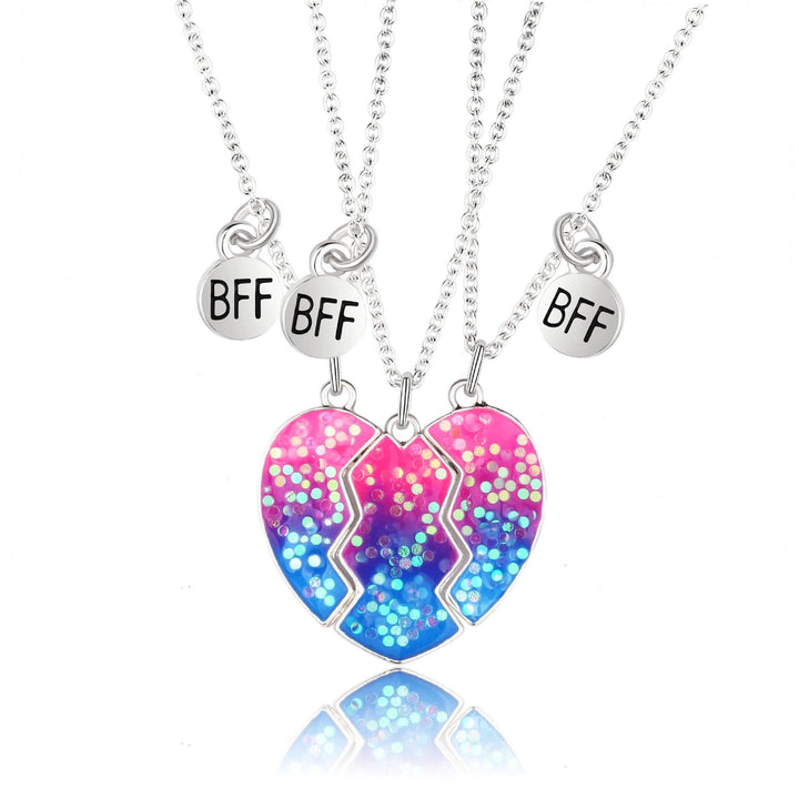 Rainbow Heart BFF Necklace For 3 - WhatsGifts