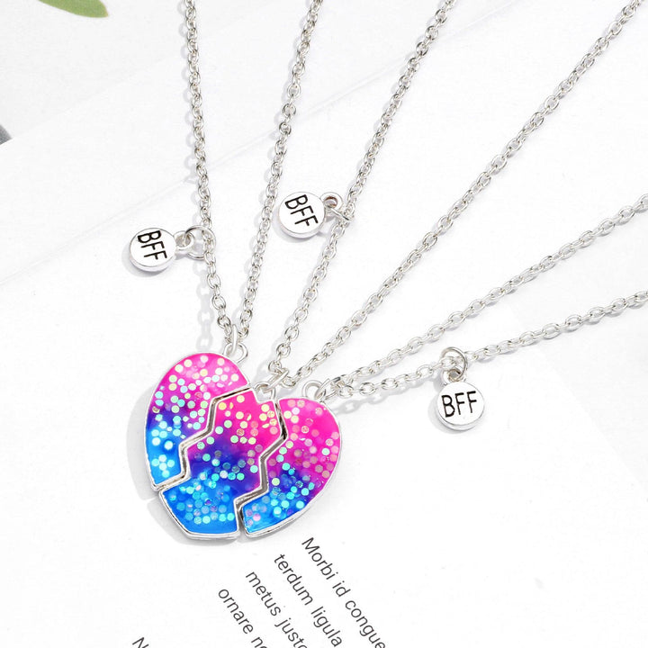 Rainbow Heart BFF Necklace For 3 - WhatsGifts
